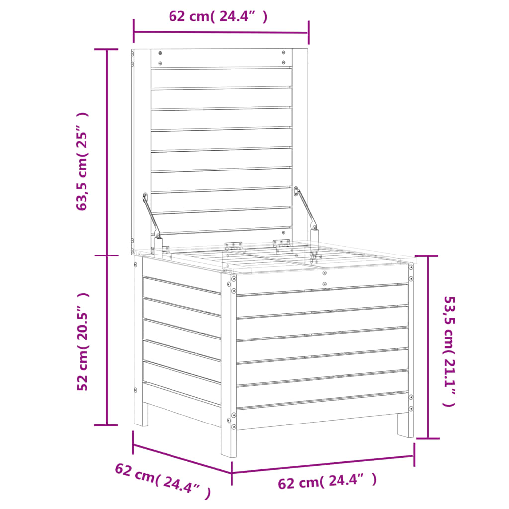 Hagefotskammel hvit 62x63,5x53,5 cm heltre furu