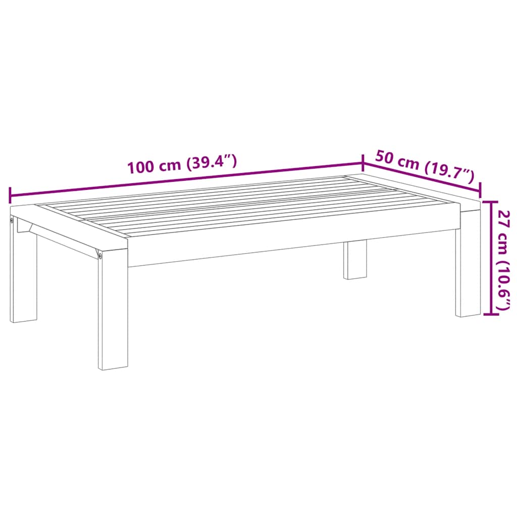 Hagebord 100x50x27 cm heltre akasie vidaXL