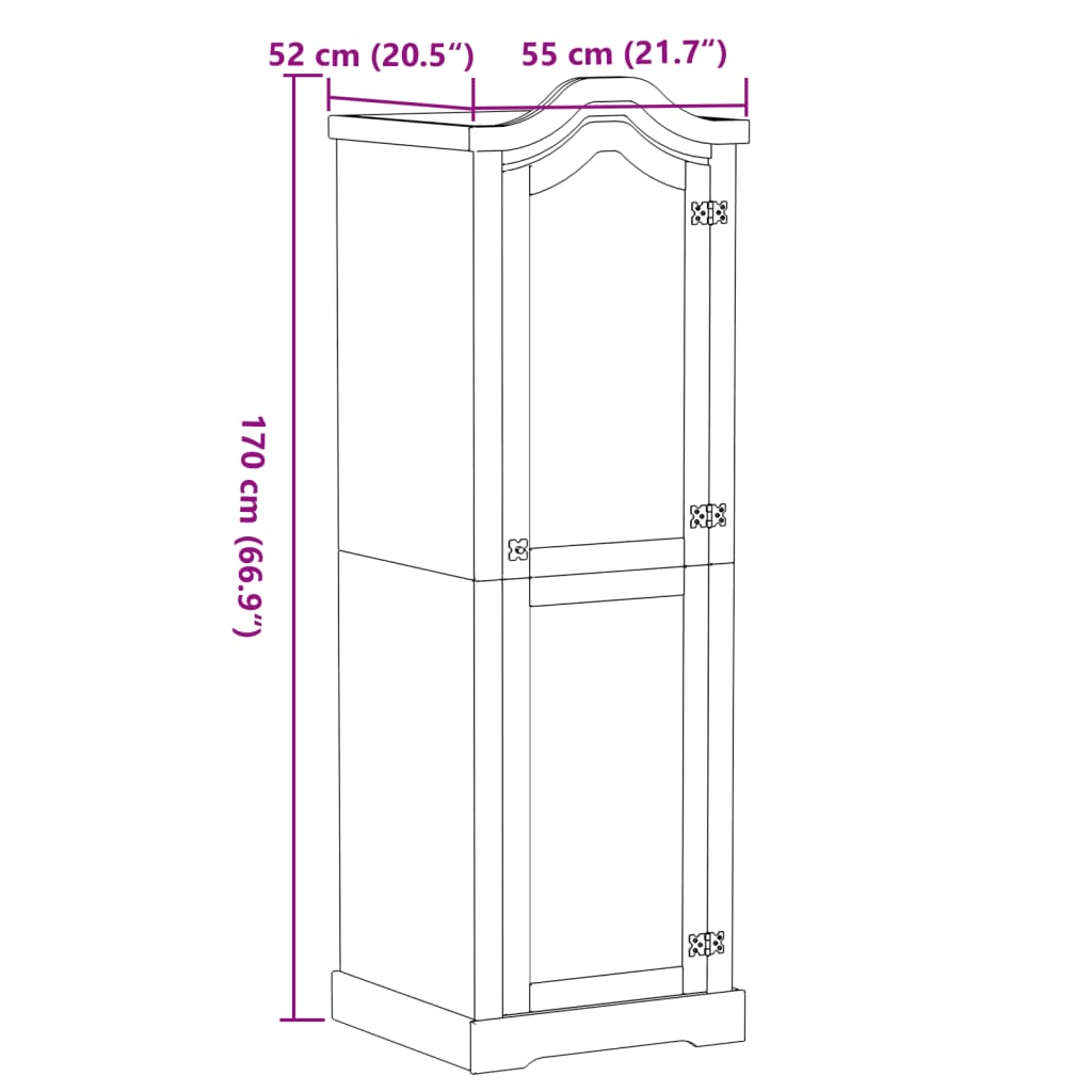 Garderobe Corona 55x52x170 cm heltre furu