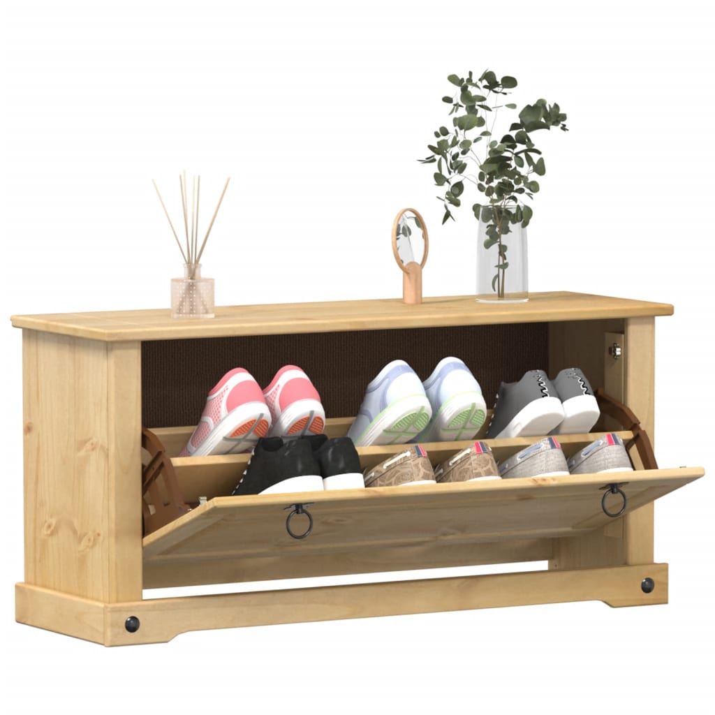 Skoskap Corona 99x32x47 cm heltre furu
