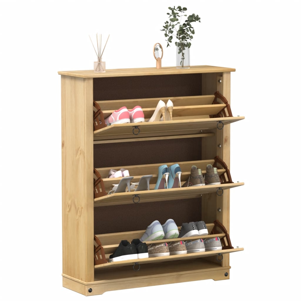 Skoskap Corona 99x32x124,5 cm heltre furu