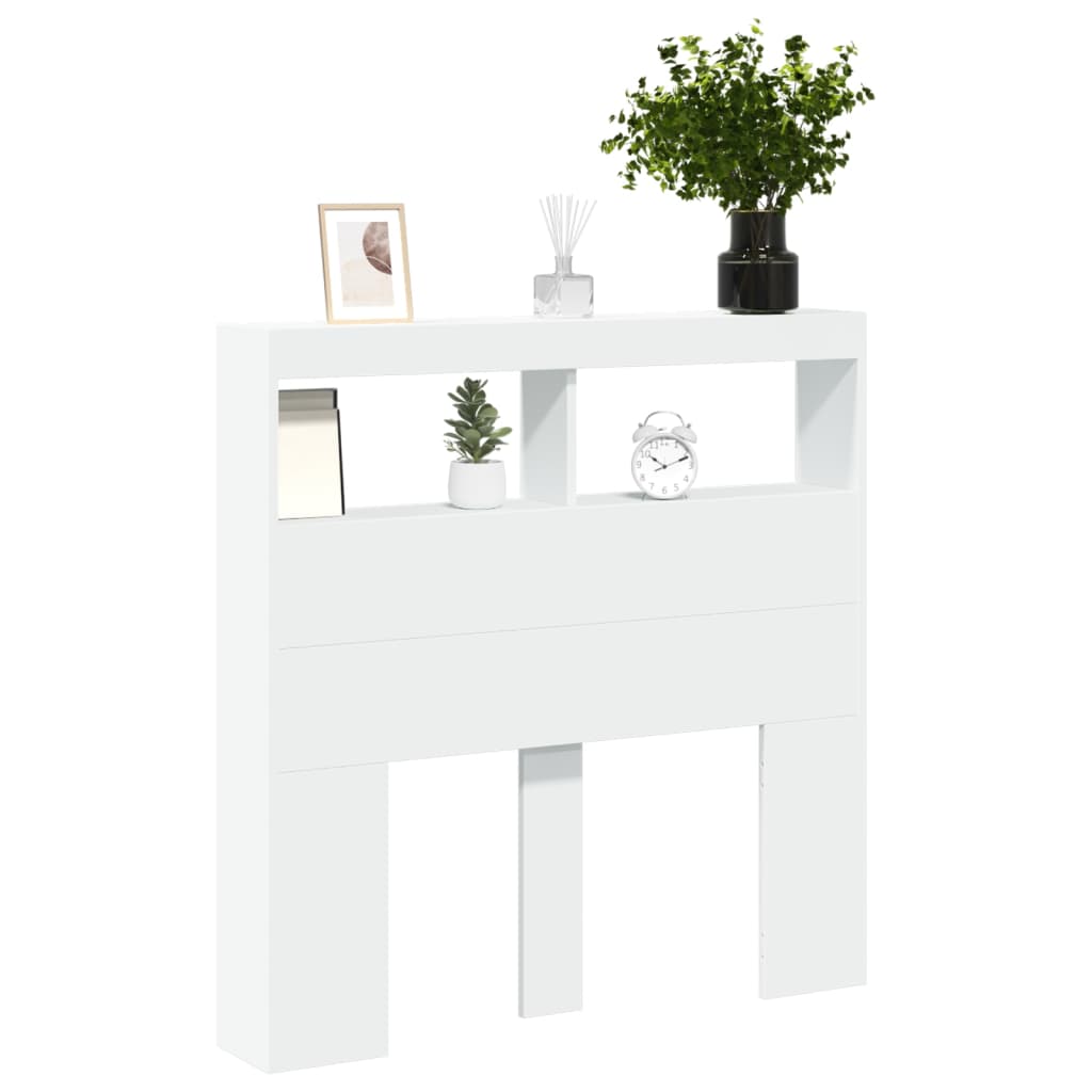 Hodegavl skap med LED hvit 100x17x102 cm