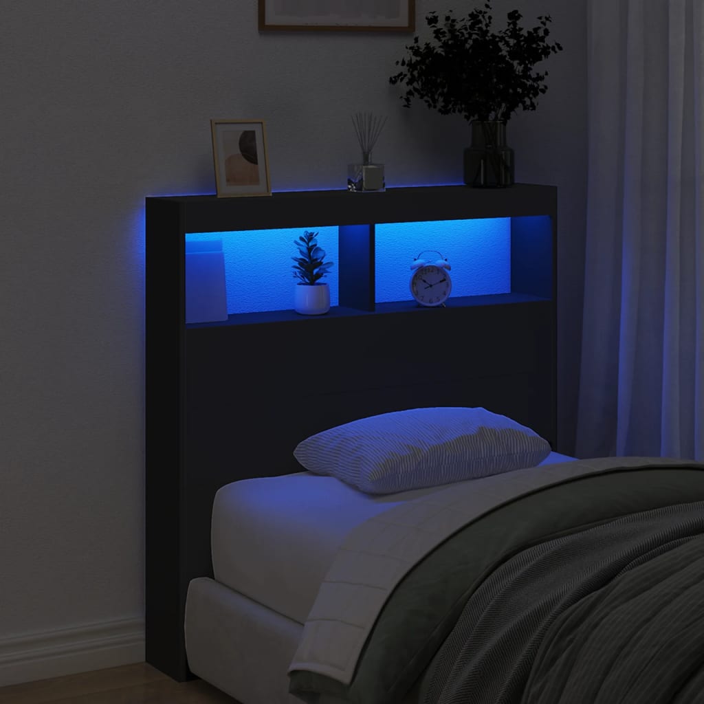 Hodegavl skap med LED svart 100x17x102 cm