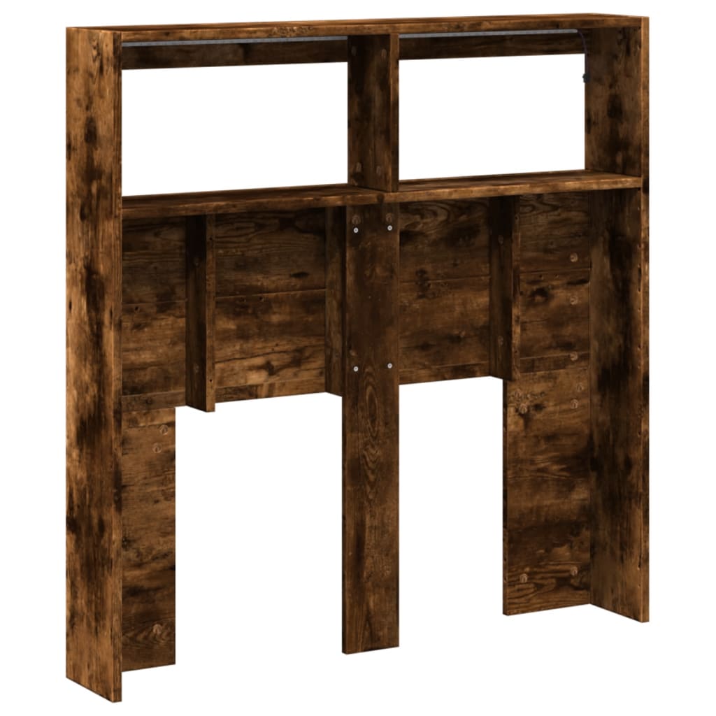 Hodegavl skap med LED røkt eik 100x17x102 cm