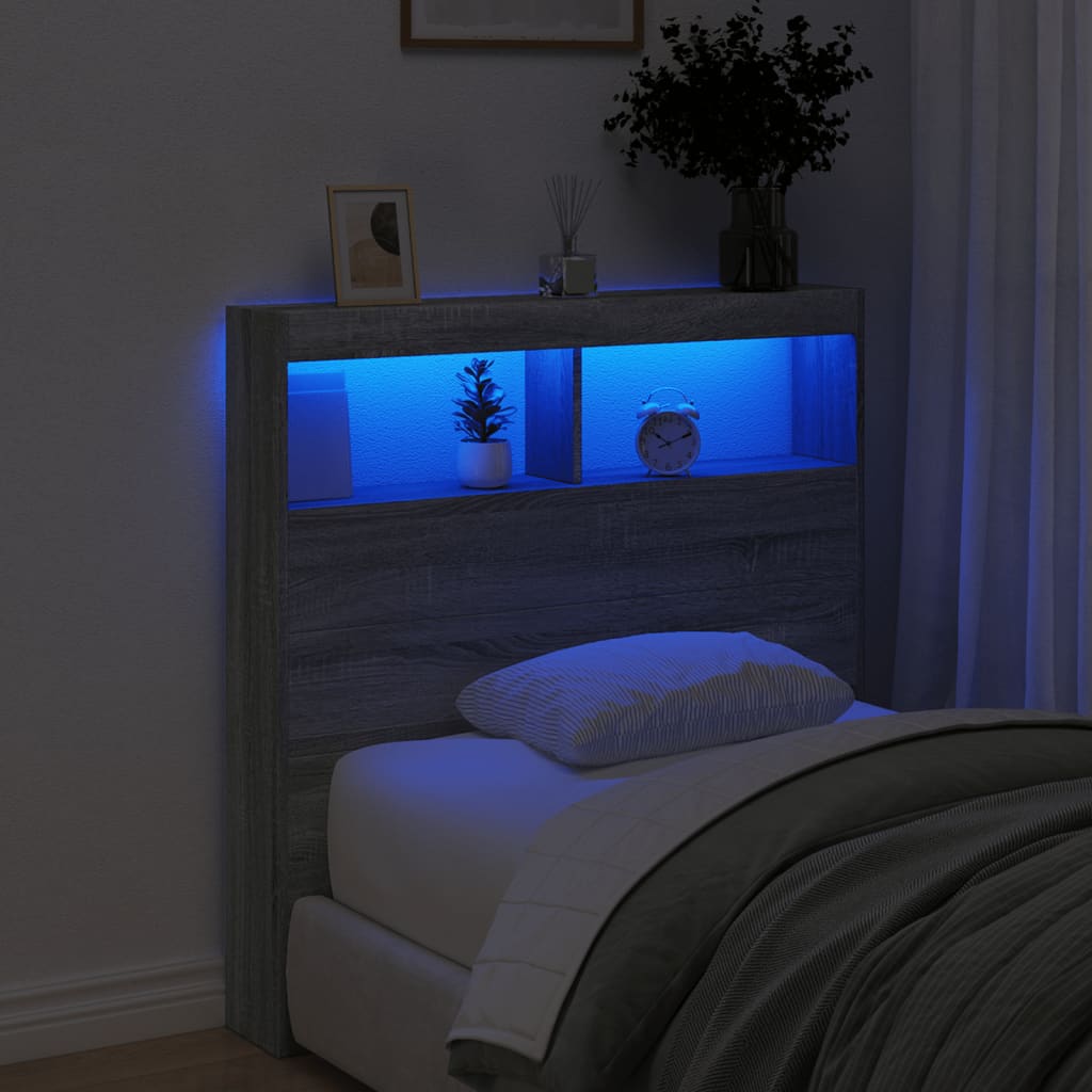 Hodegavl skap med LED grå sonoma 100x17x102 cm