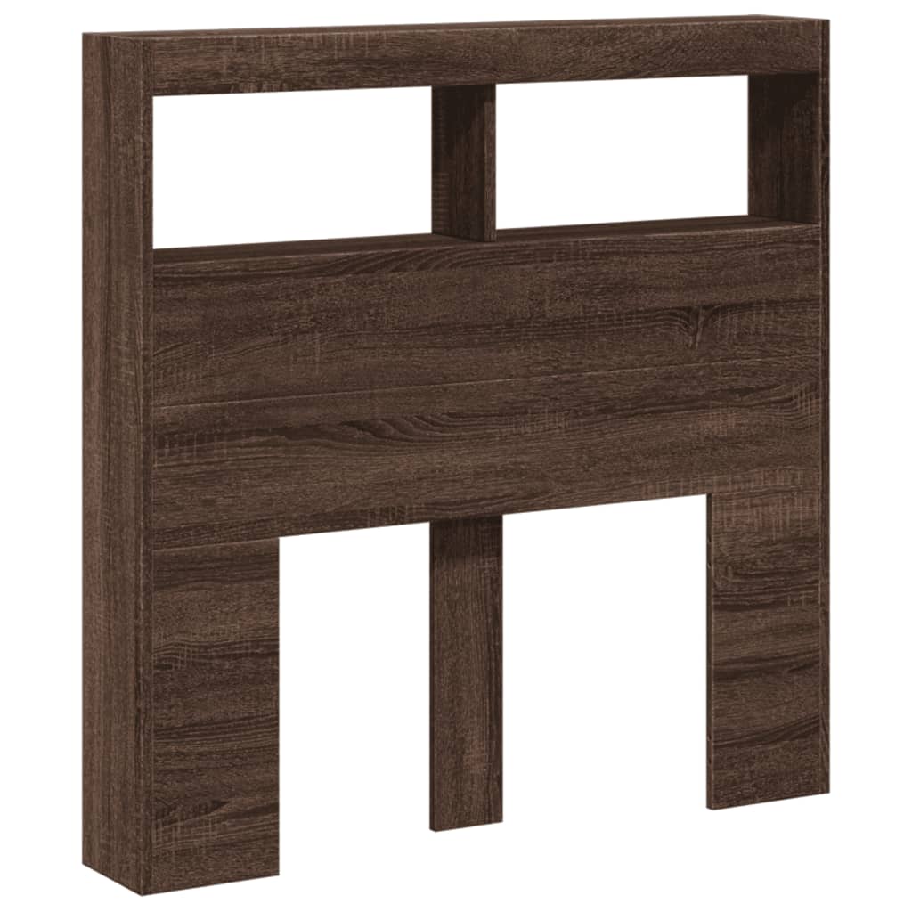 Hodegavl skap med LED brun eik 100x17x102 cm