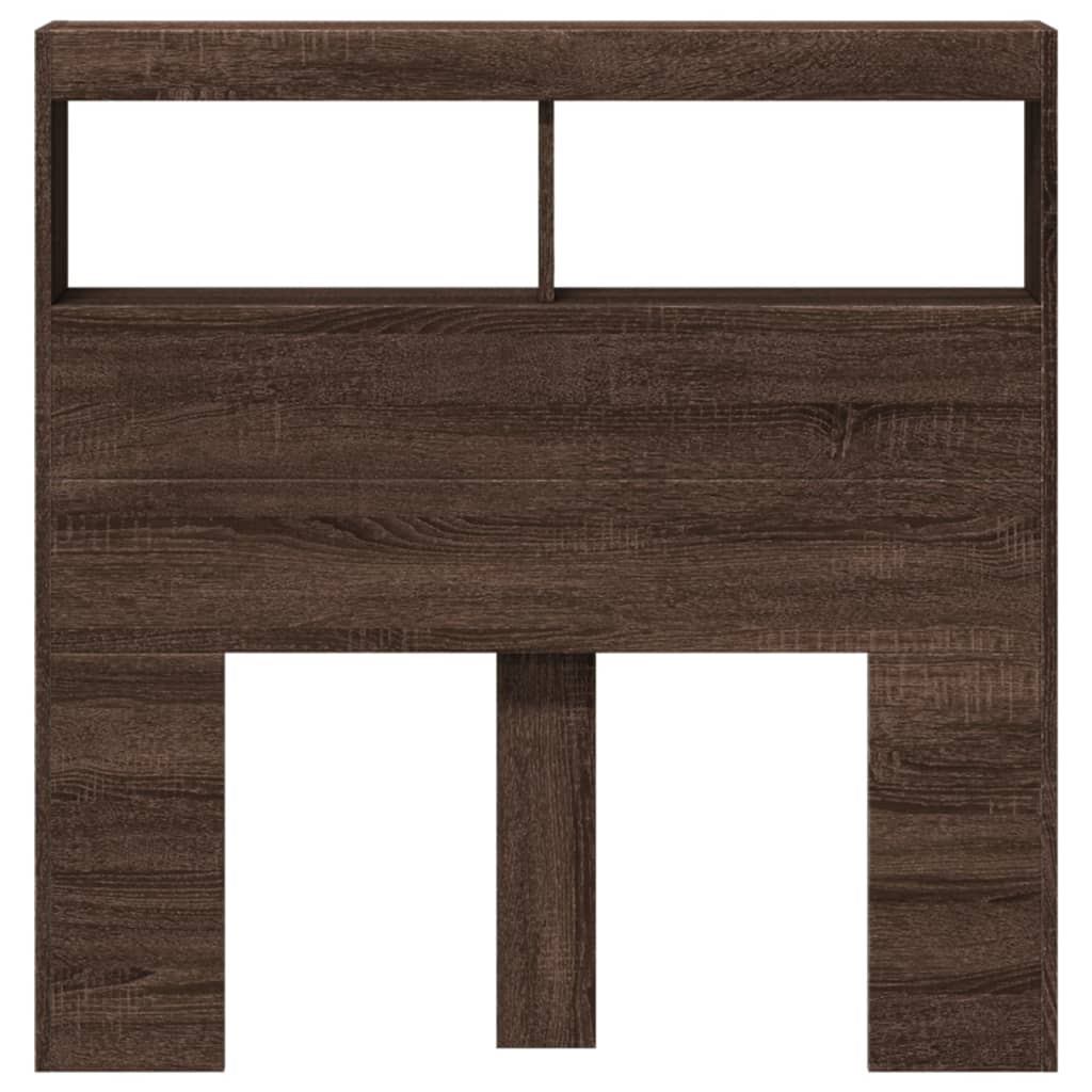 Hodegavl skap med LED brun eik 100x17x102 cm