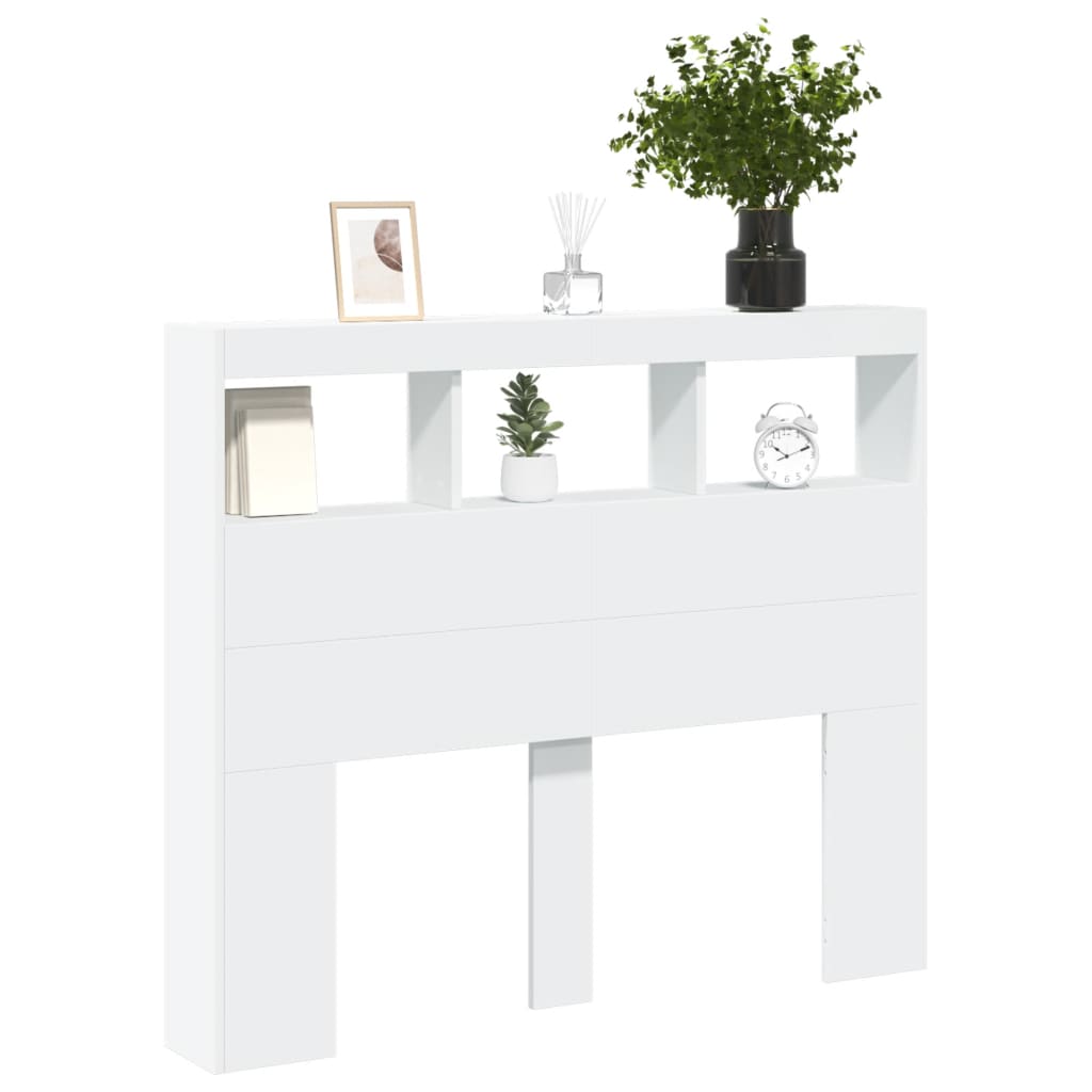 Hodegavl skap med LED hvit 120x17x102 cm