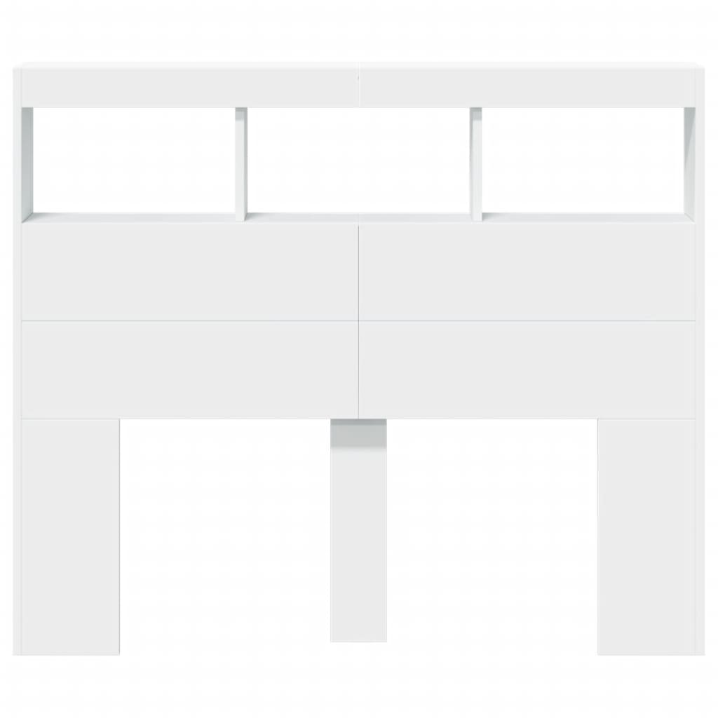 Hodegavl skap med LED hvit 120x17x102 cm