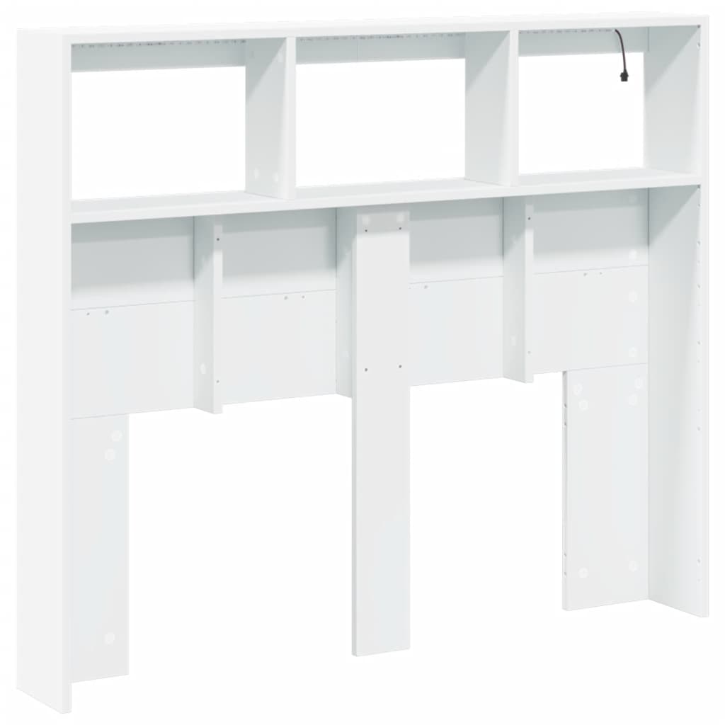 Hodegavl skap med LED hvit 120x17x102 cm