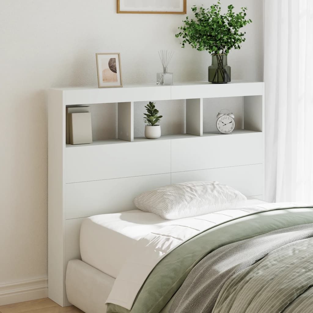 Hodegavl skap med LED hvit 120x17x102 cm