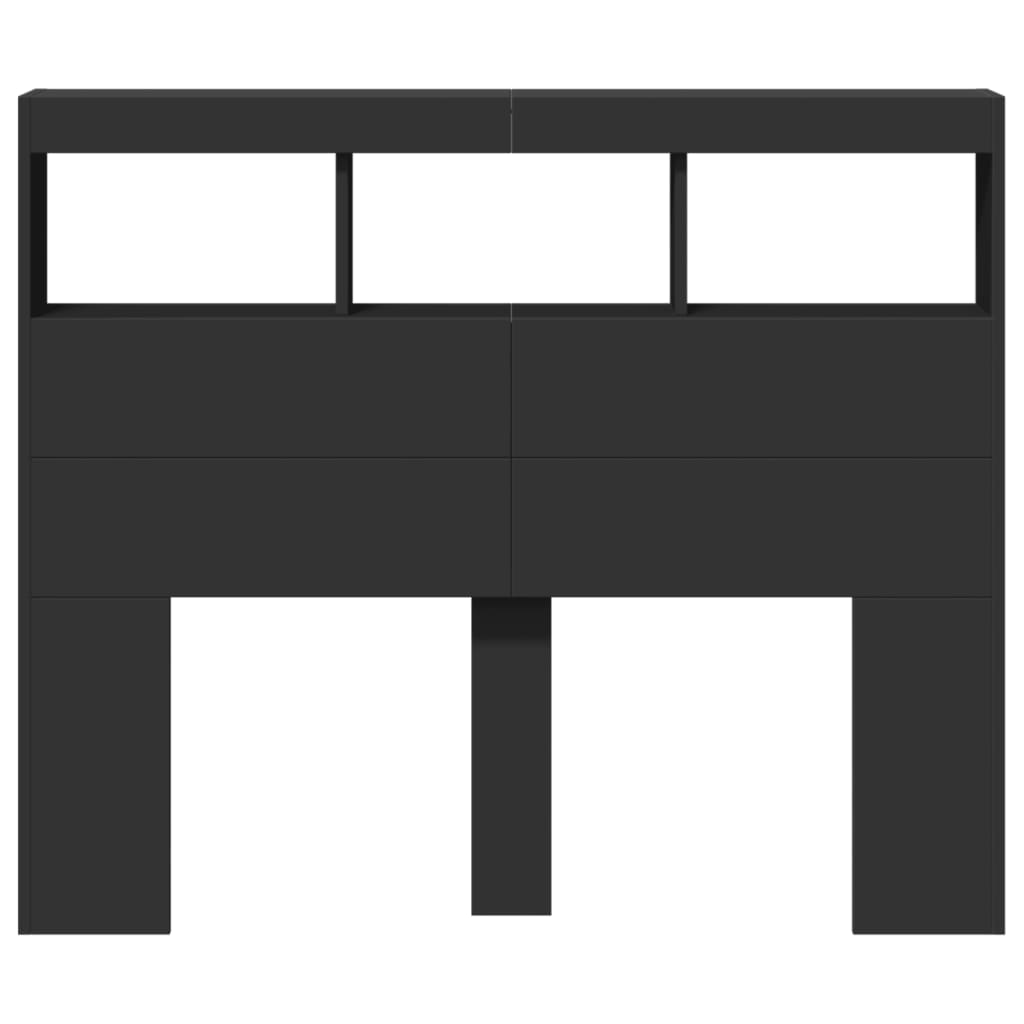 Hodegavl skap med LED svart 120x17x102 cm