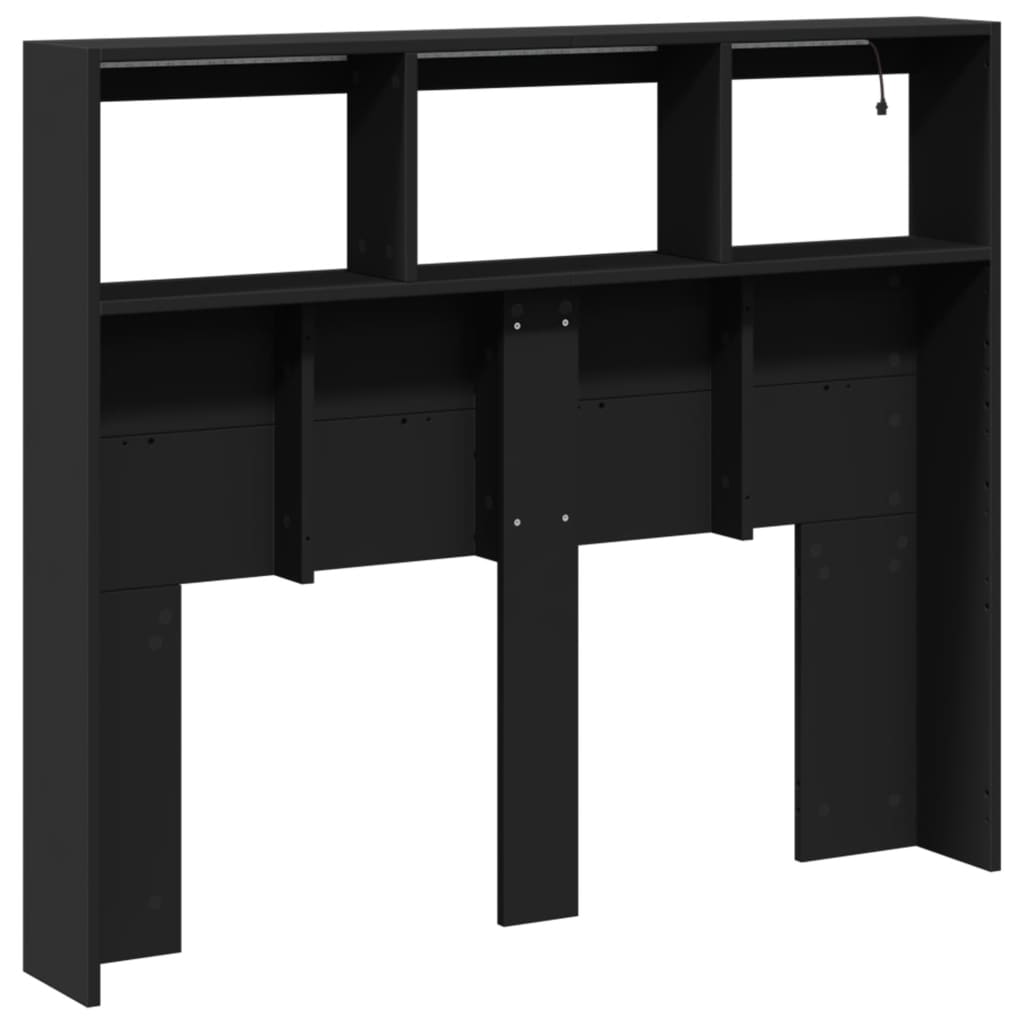 Hodegavl skap med LED svart 120x17x102 cm