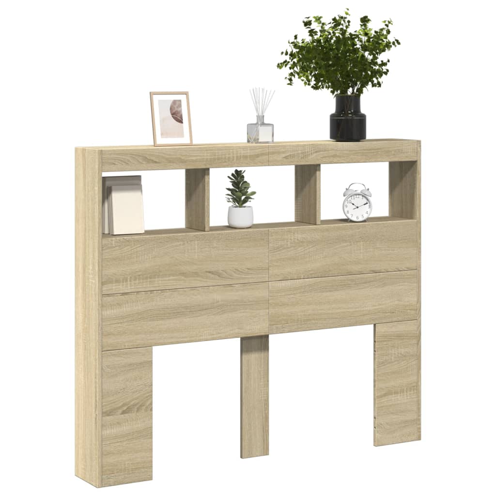 Hodegavl skap med LED sonoma eik 120x17x102 cm