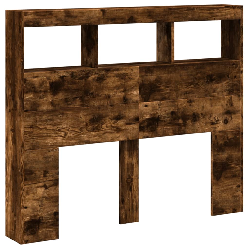 Hodegavl skap med LED røkt eik 120x17x102 cm