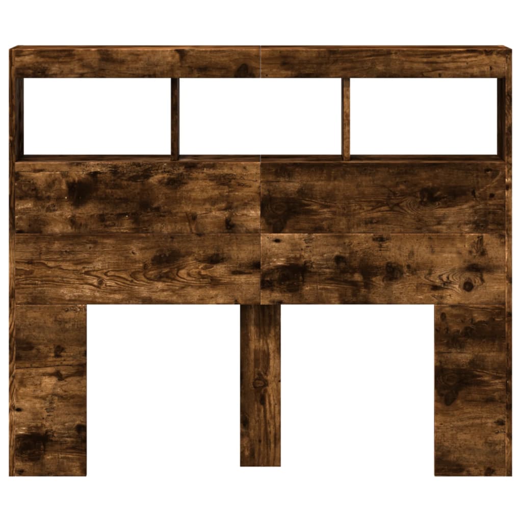 Hodegavl skap med LED røkt eik 120x17x102 cm
