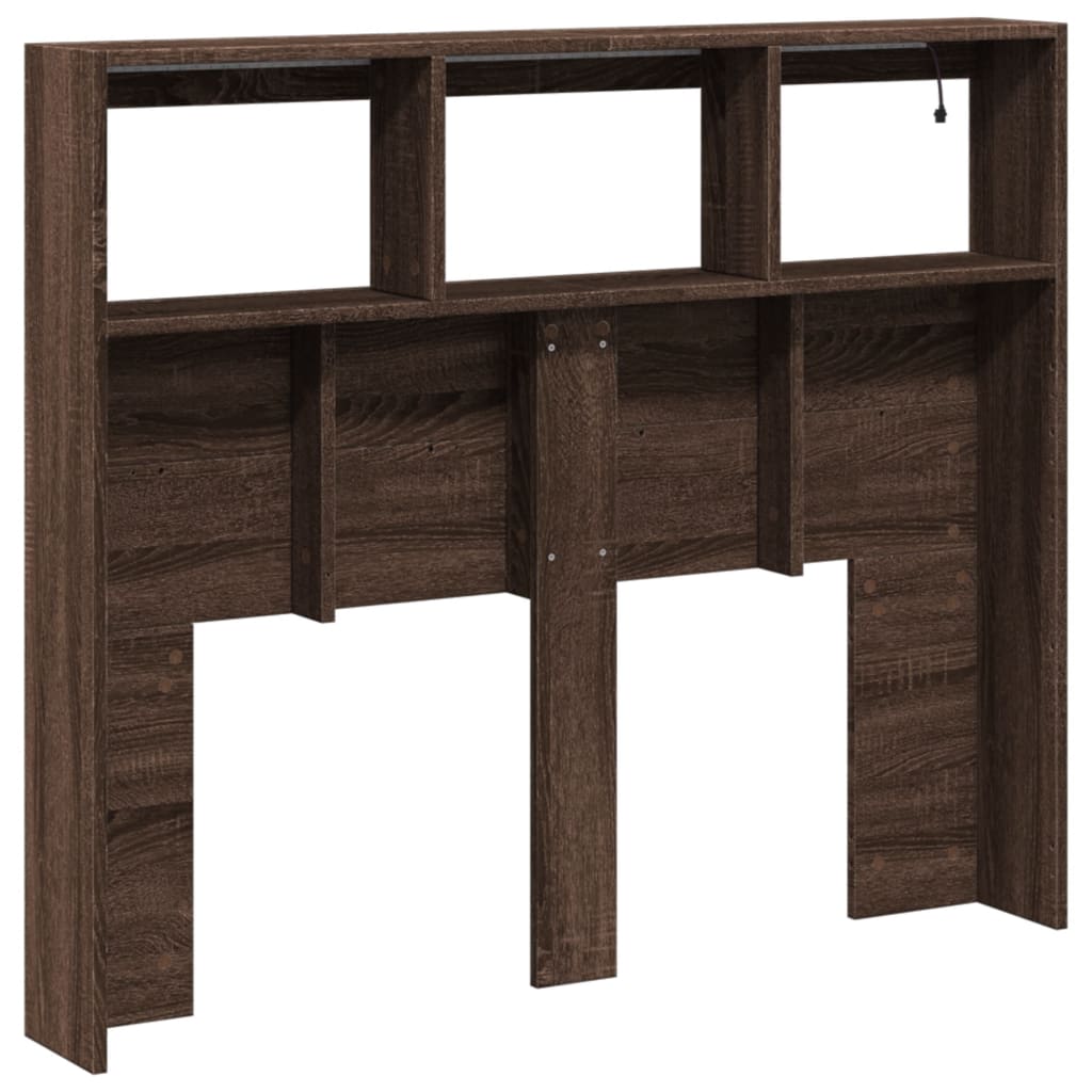 Hodegavl skap med LED brun eik 120x17x102 cm
