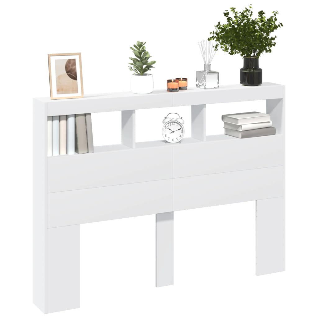 Hodegavl skap med LED hvit 140x17x102 cm