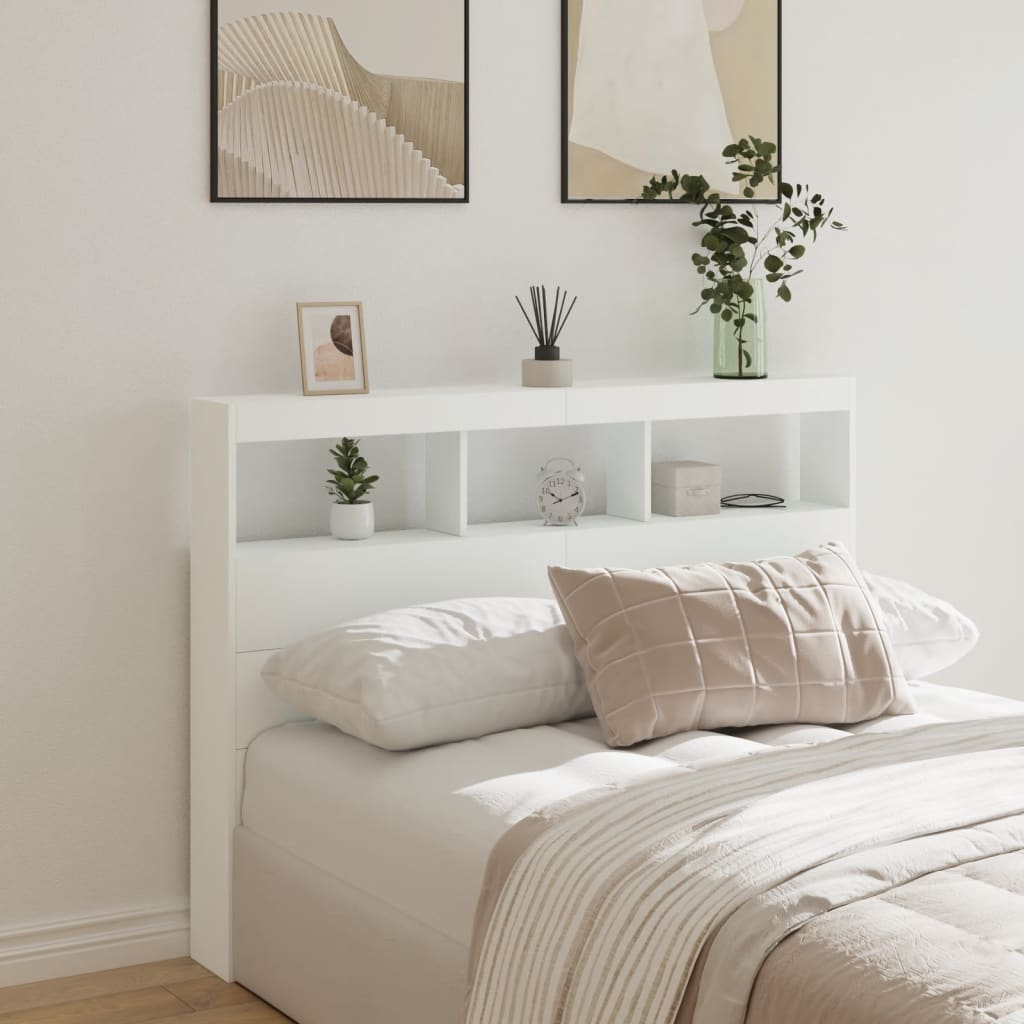Hodegavl skap med LED hvit 140x17x102 cm