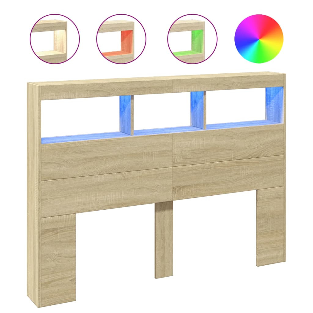 Hodegavl skap med LED sonoma eik 140x17x102 cm