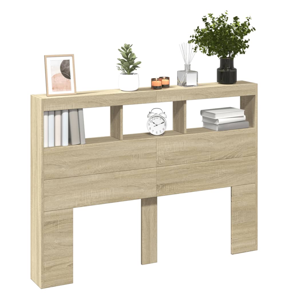 Hodegavl skap med LED sonoma eik 140x17x102 cm