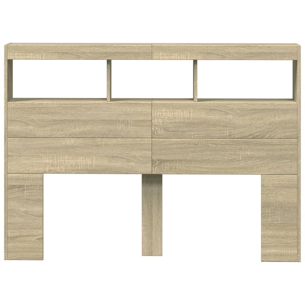 Hodegavl skap med LED sonoma eik 140x17x102 cm