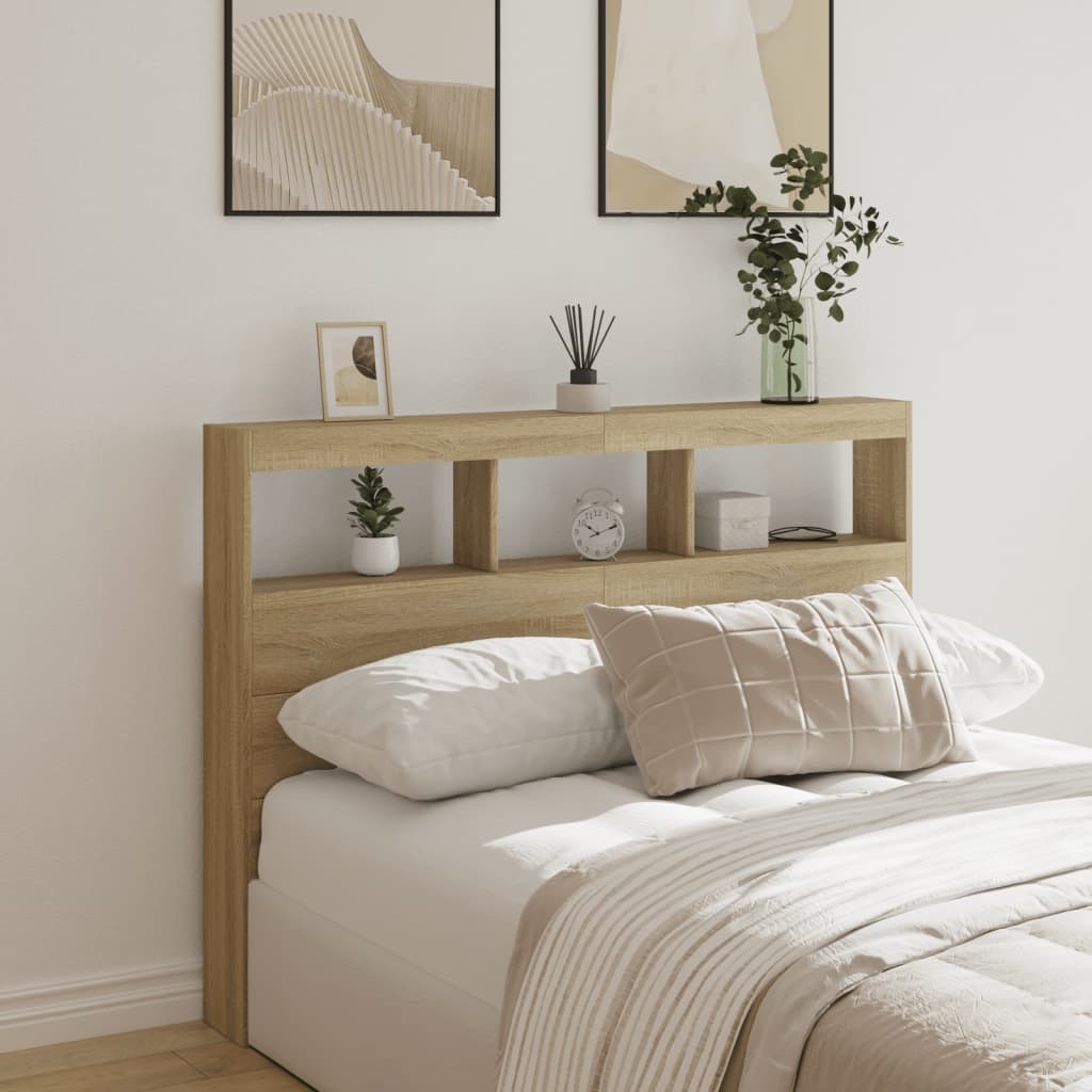Hodegavl skap med LED sonoma eik 140x17x102 cm