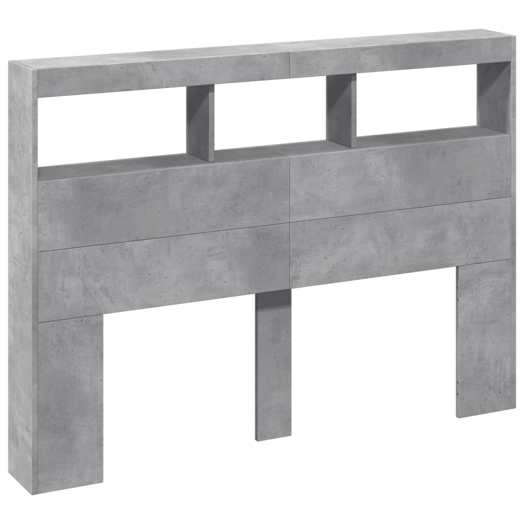 Hodegavl skap med LED betonggrå 140x17x102 cm