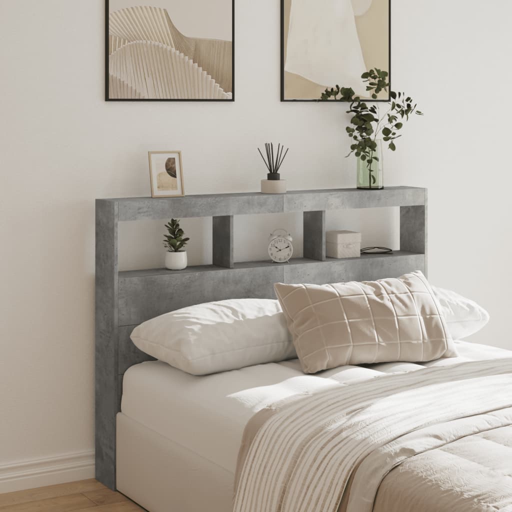 Hodegavl skap med LED betonggrå 140x17x102 cm