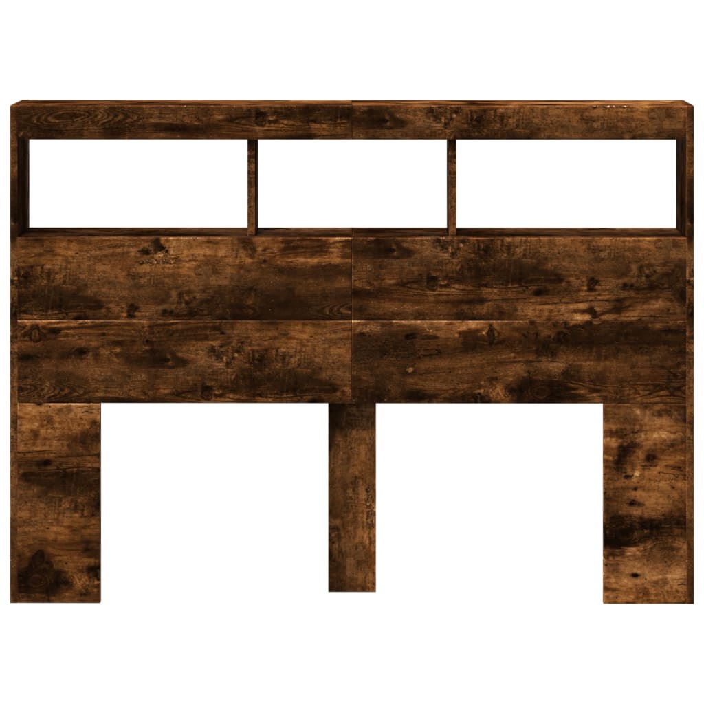 Hodegavl skap med LED røkt eik 140x17x102 cm