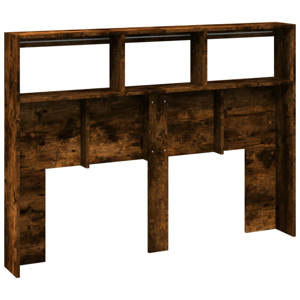 Hodegavl skap med LED røkt eik 140x17x102 cm