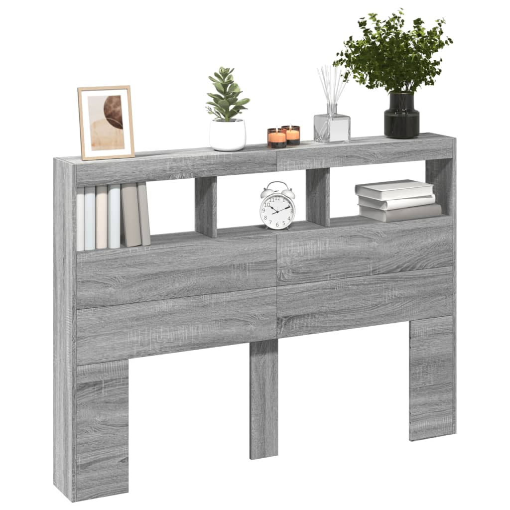 Hodegavl skap med LED grå sonoma 140x17x102 cm