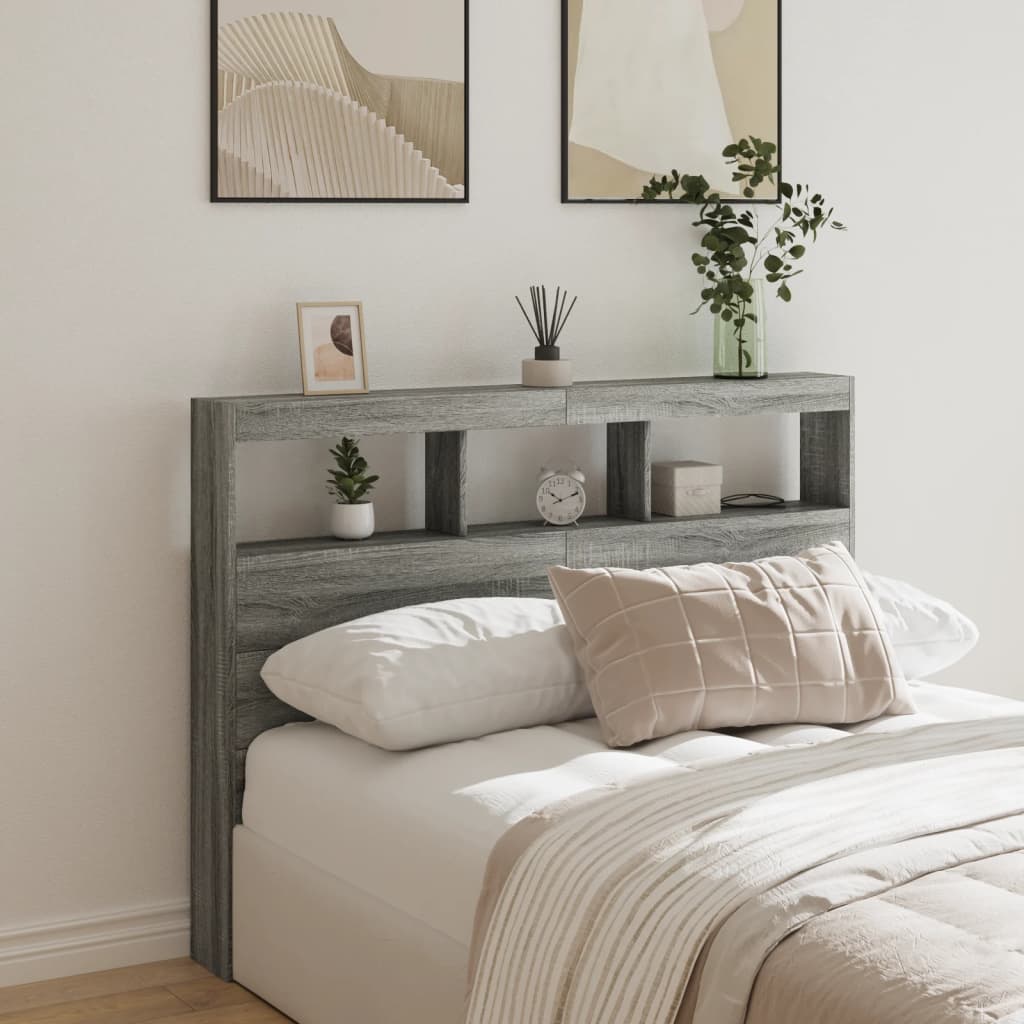 Hodegavl skap med LED grå sonoma 140x17x102 cm