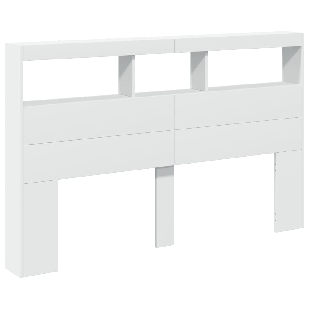 Hodegavl skap med LED hvit 160x17x102 cm