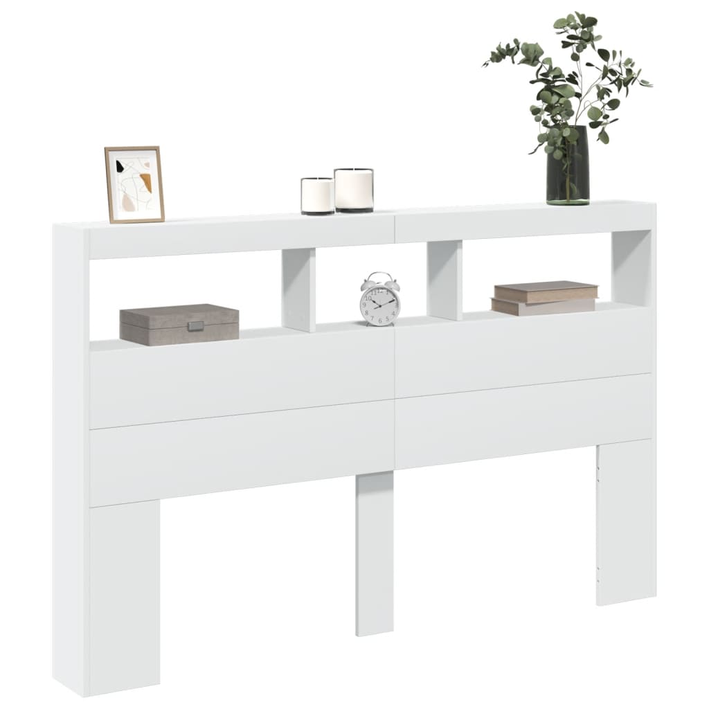 Hodegavl skap med LED hvit 160x17x102 cm