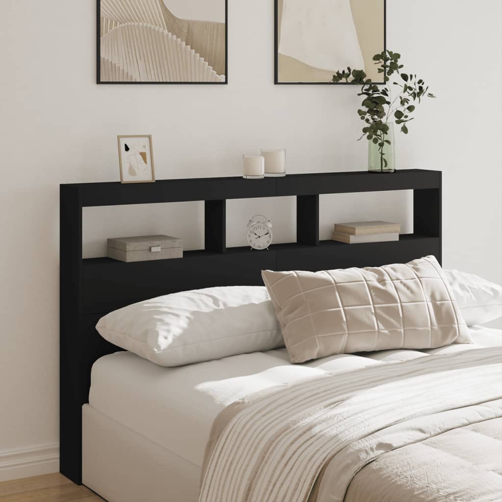 Hodegavl skap med LED svart 160x17x102 cm