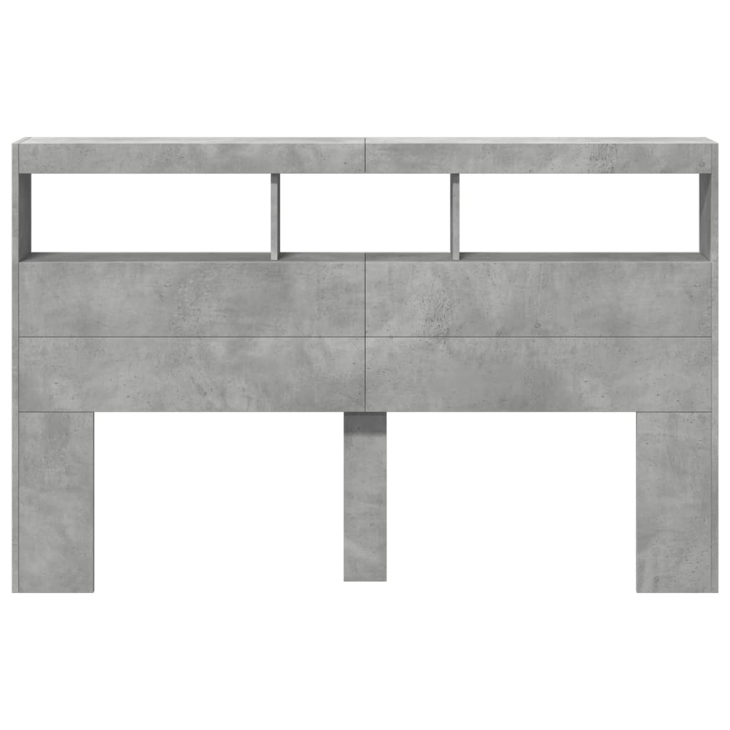 Hodegavl skap med LED betonggrå 160x17x102 cm