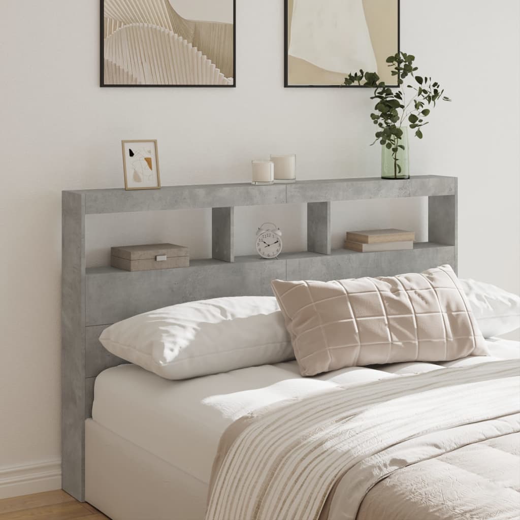 Hodegavl skap med LED betonggrå 160x17x102 cm
