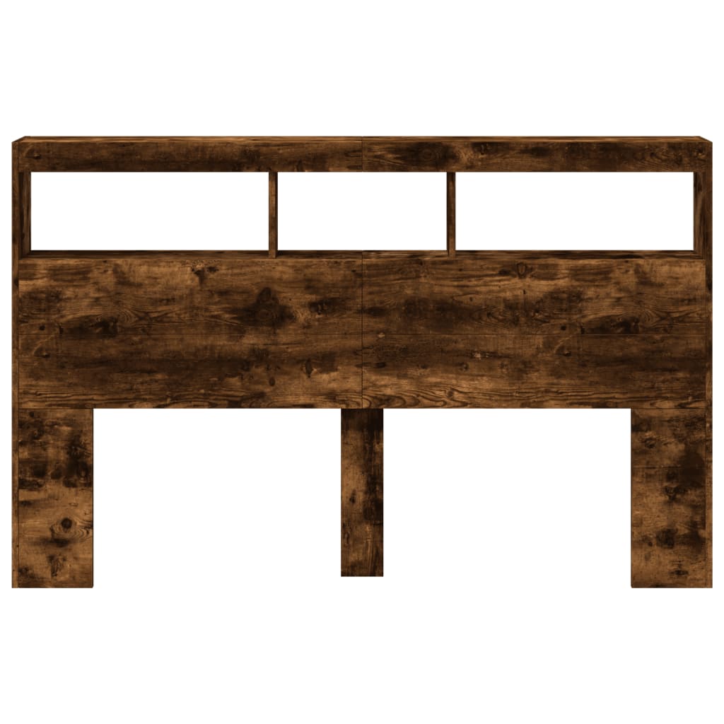 Hodegavl skap med LED røkt eik 160x17x102 cm