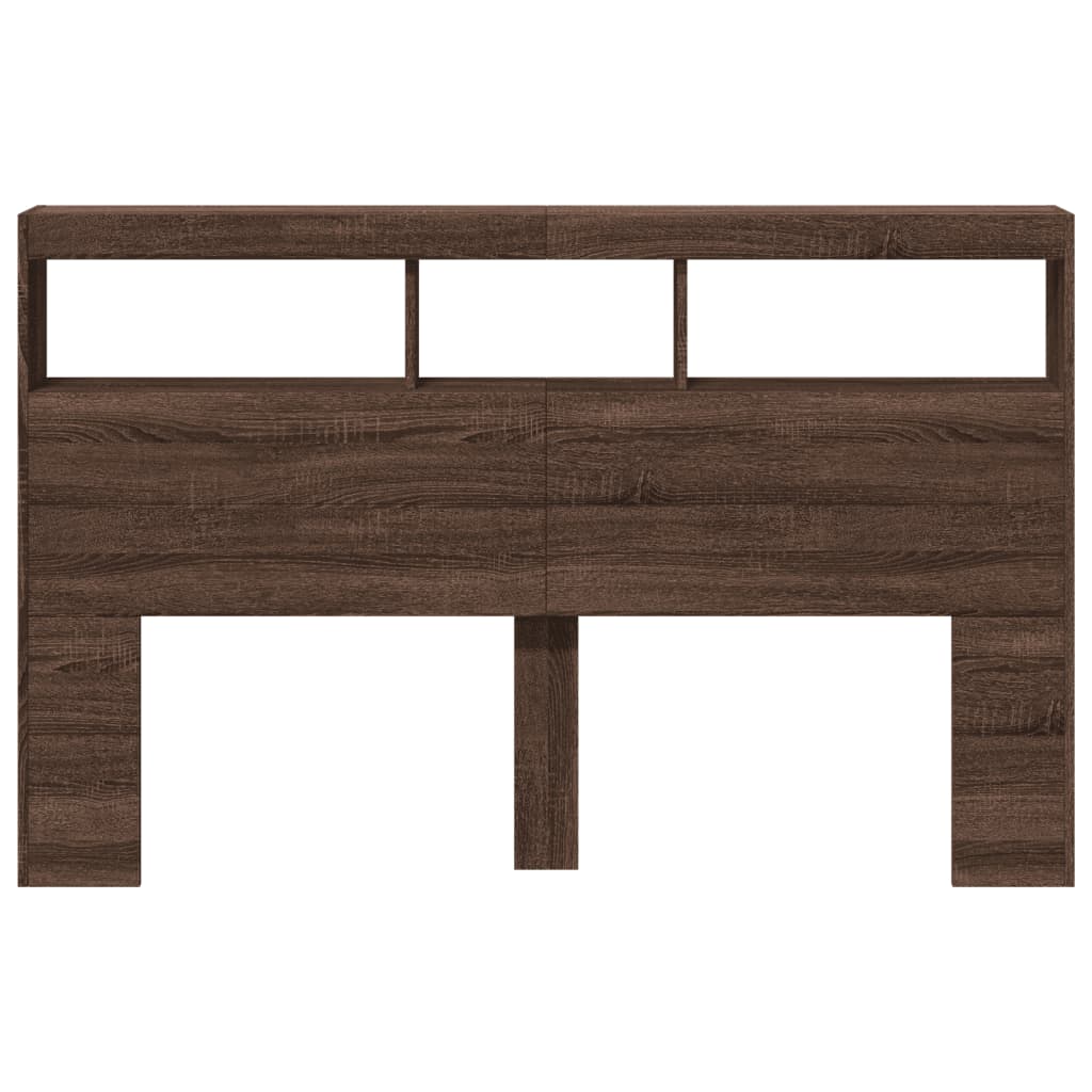 Hodegavl skap med LED brun eik 160x17x102 cm