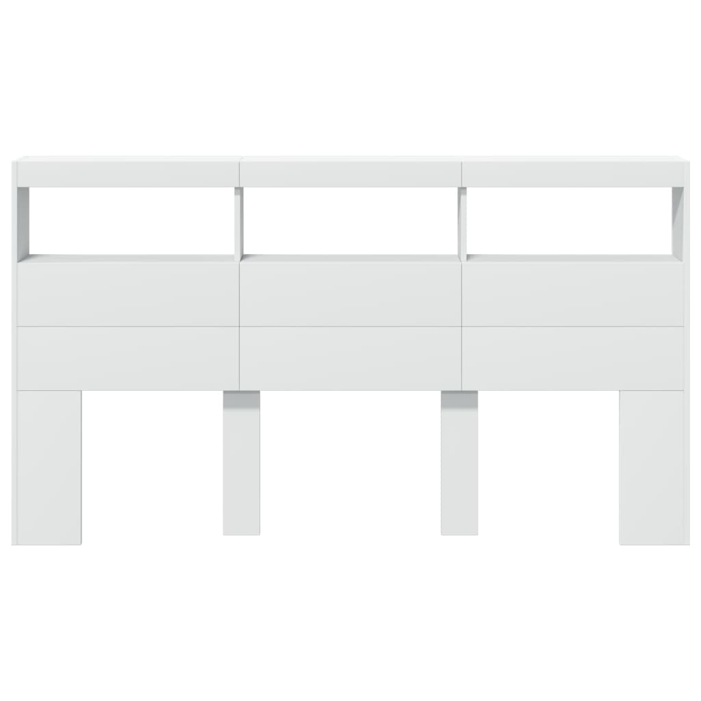 Hodegavl skap med LED hvit 180x17x102 cm