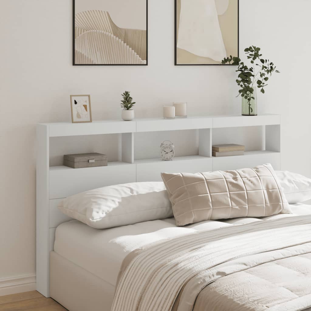 Hodegavl skap med LED hvit 180x17x102 cm
