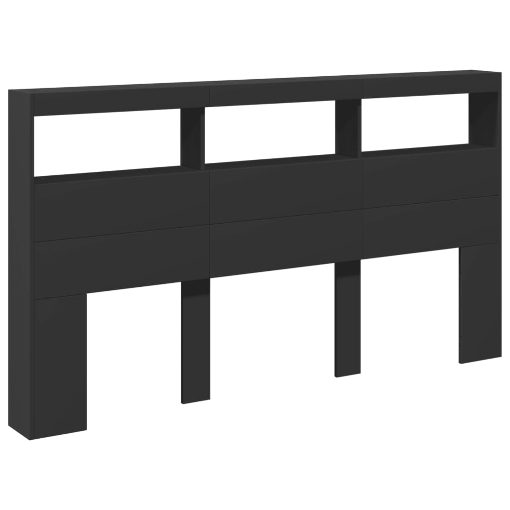 Hodegavl skap med LED svart 180x17x102 cm