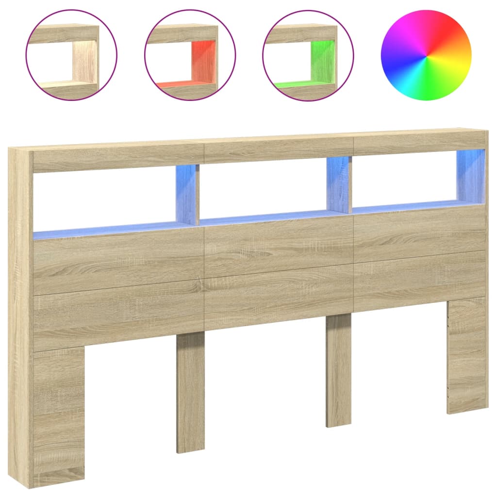 Hodegavl skap med LED sonoma eik 180x17x102 cm