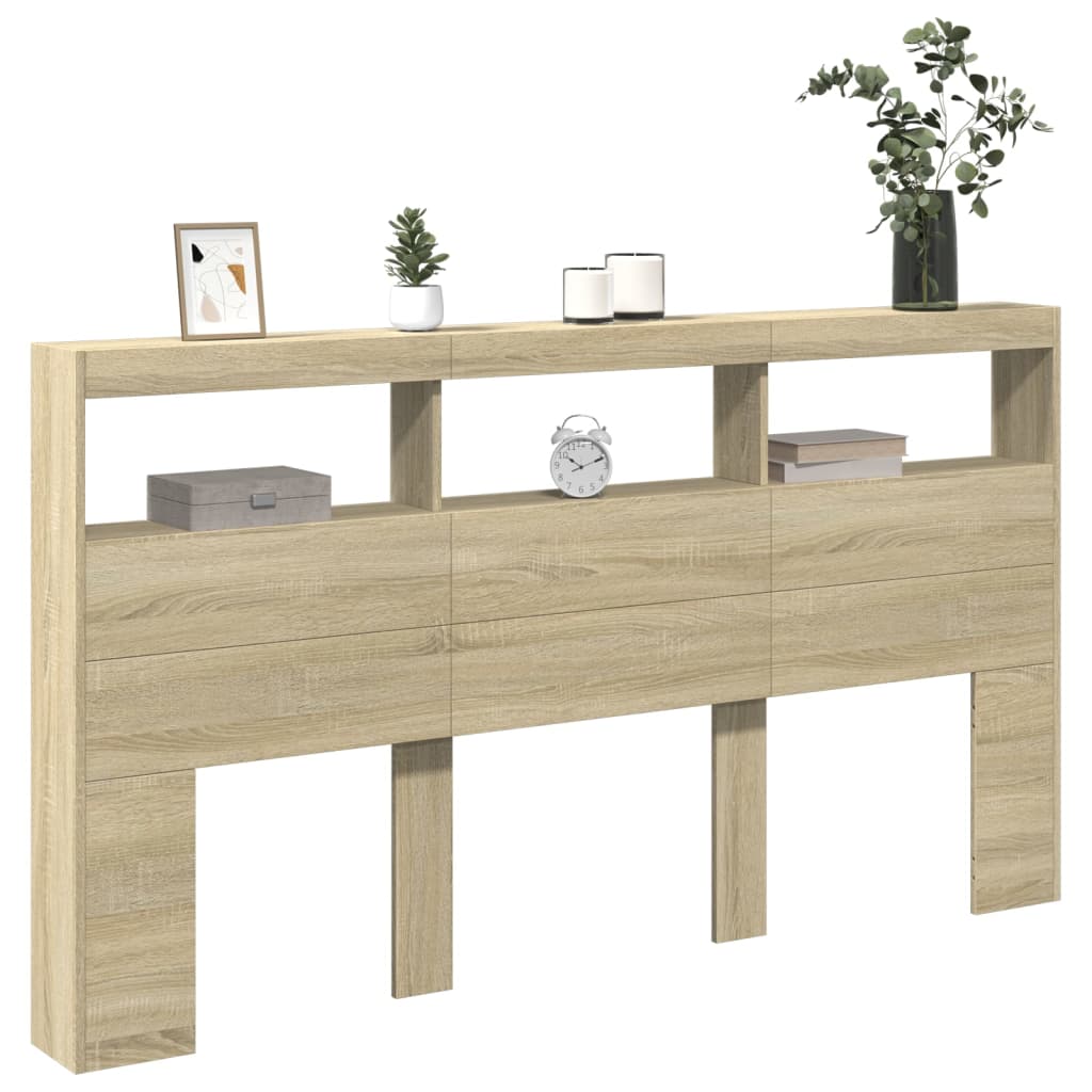 Hodegavl skap med LED sonoma eik 180x17x102 cm