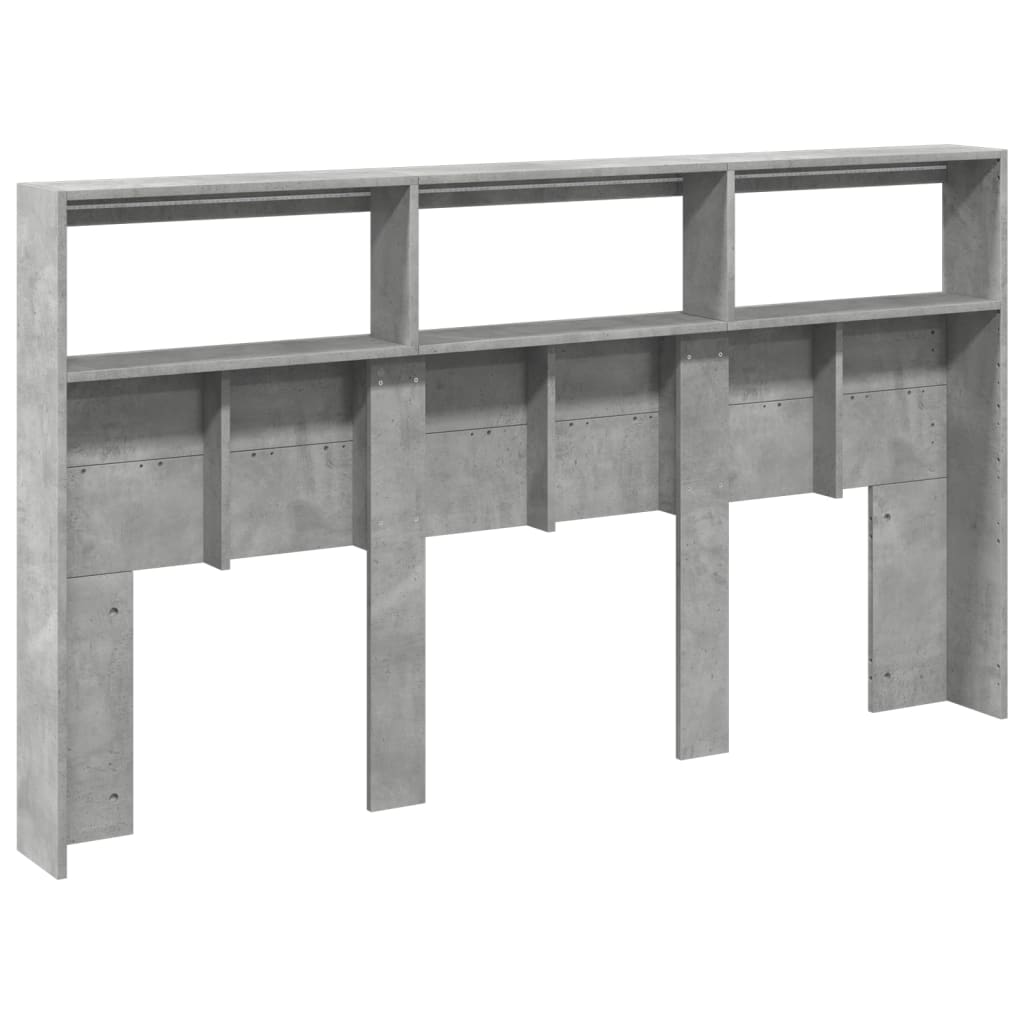 Hodegavl skap med LED betonggrå 180x17x102 cm