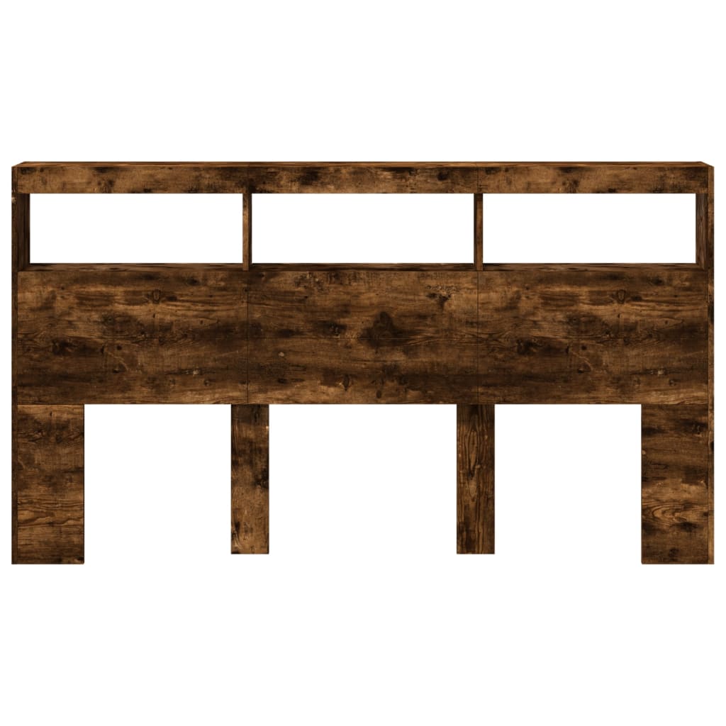 Hodegavl skap med LED røkt eik 180x17x102 cm