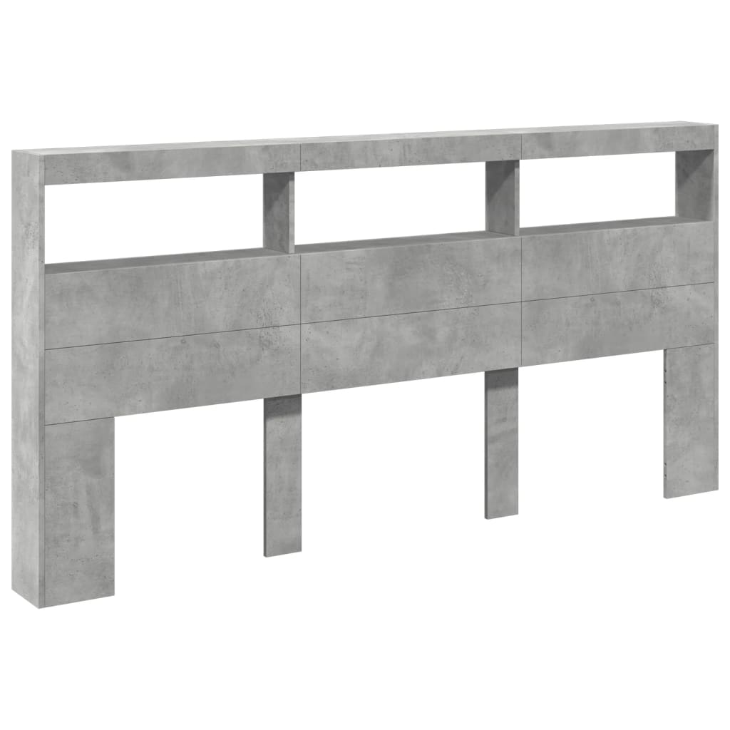 Hodegavl skap med LED betonggrå 200x17x102 cm