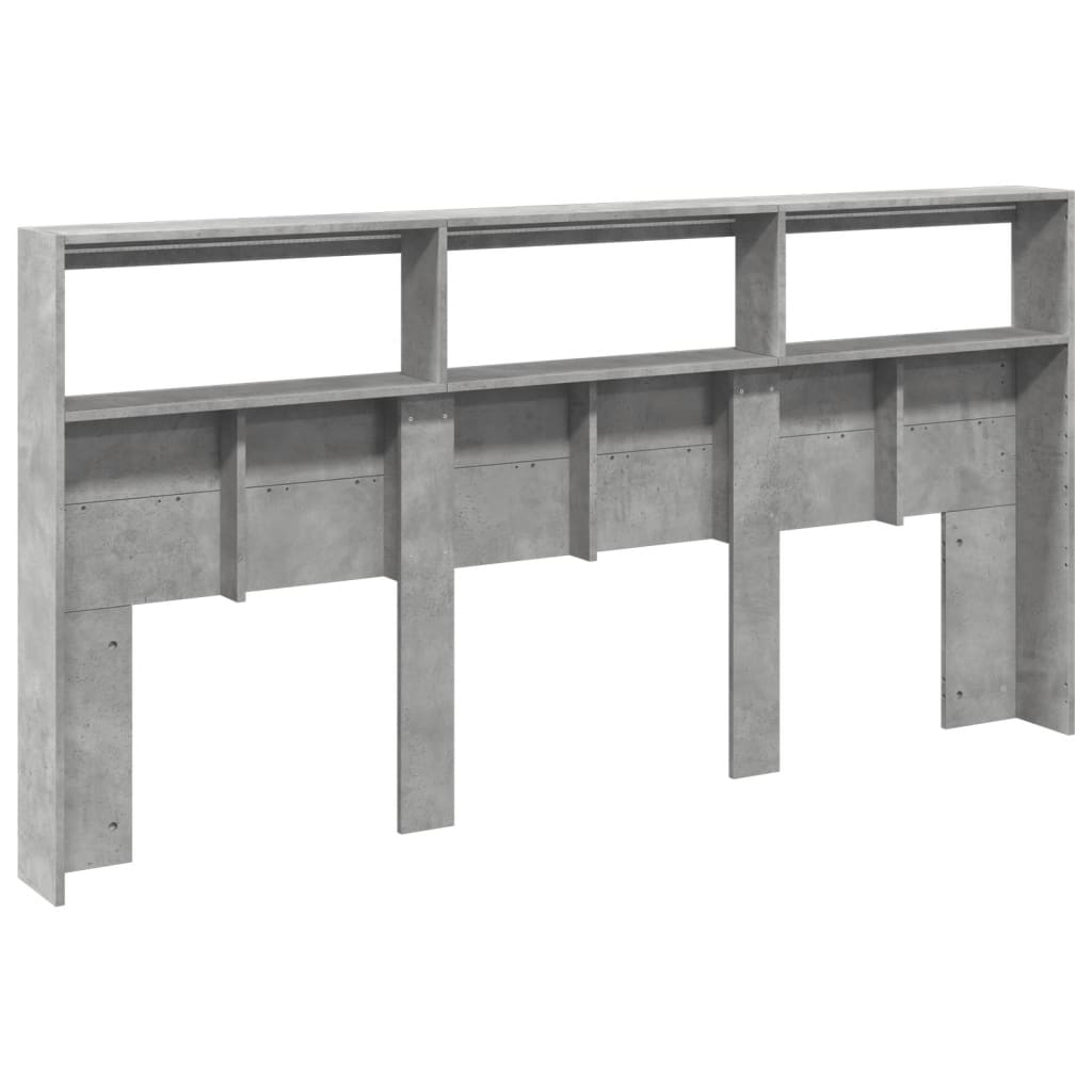 Hodegavl skap med LED betonggrå 200x17x102 cm
