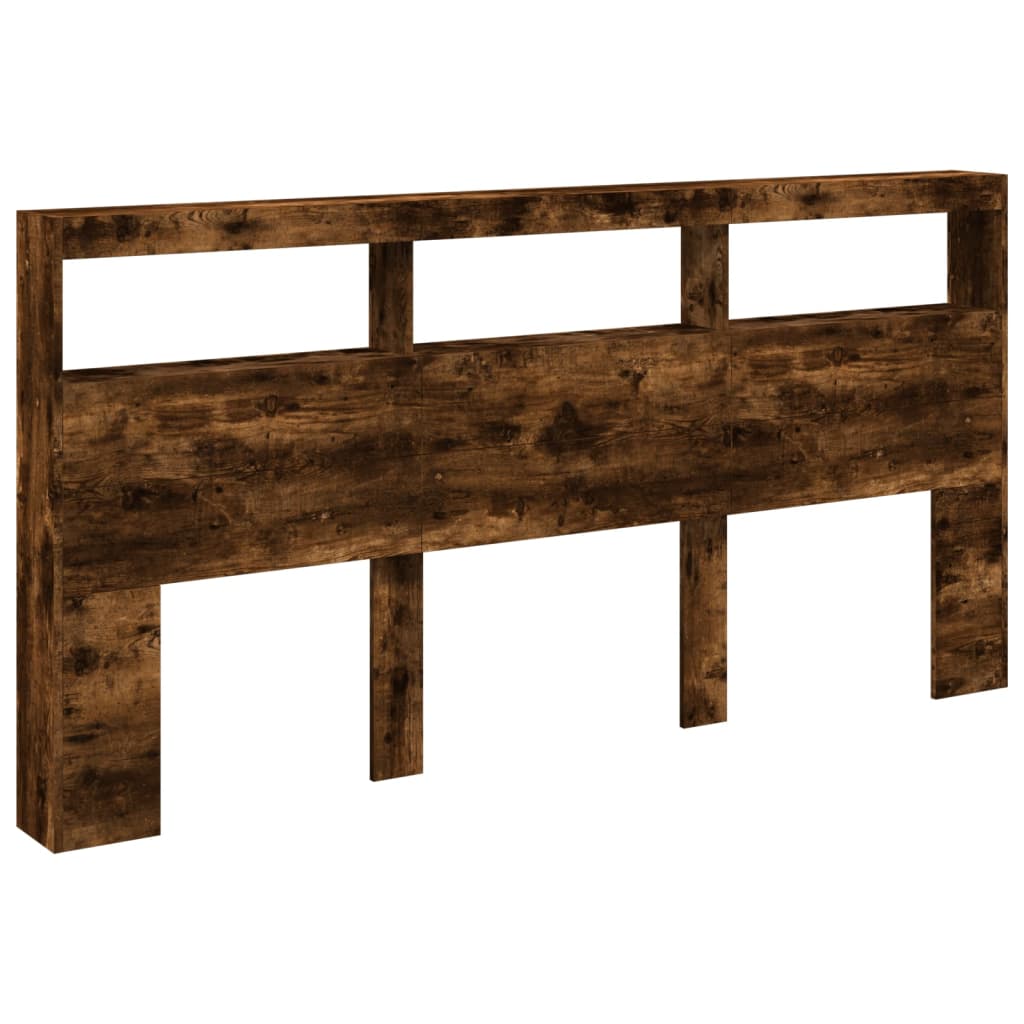 Hodegavl skap med LED røkt eik 200x17x102 cm
